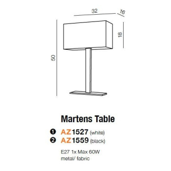 Lampa stołowa MARTENS biała AZ1527 - Azzardo