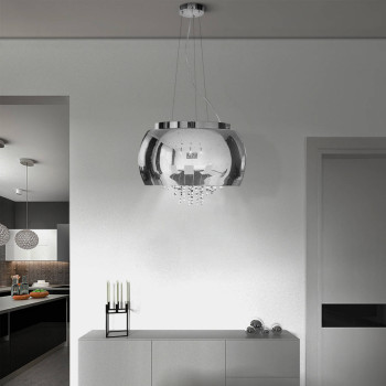 Lampa designerska szklana do salonu chrom COSMOS krople wody z prześwitami 40cm 518- Decorativi