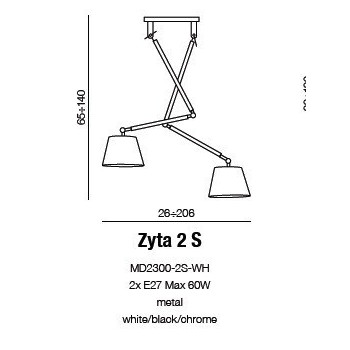 Lampa wisząca ZYTA PENDANT 2S BK AZ1846 - AZzardo