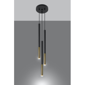 Lampa nad stół wisząca nowoczesna MOZAICA 3P czarny/złoto SL.0893 - Sollux