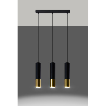 Lampa nad stół wisząca nowoczesna LOOPEZ 3L czarny/złoty SL.0954 - Sollux