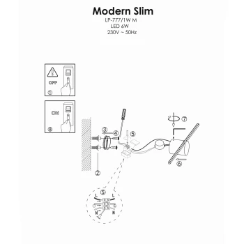 Kinkiet Modern Slim M 1xLED chrom IP44 LP-777/1W M CH - Light Prestige