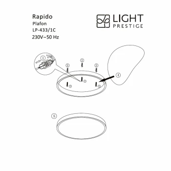 Plafon Rapido duży 4000K 1xLED czarny LP-433/1C L BK - Light Prestige