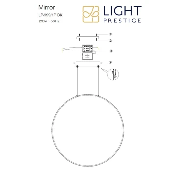 Lampa wisząca Mirror mała 1xLED czarna LP-999/1P S BK - Light Prestige