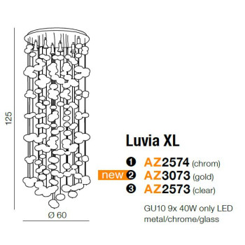 Lampa designerska wisząca szklana Luvia XL złota AZ3073 - AZzardo