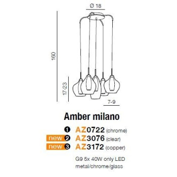 Lampa wisząca nowoczesna Amber Milano chrom AZ3076 - AZzardo