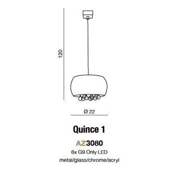 Lampa designerska wisząca Quince 1 biała AZ3080 - Azzardo