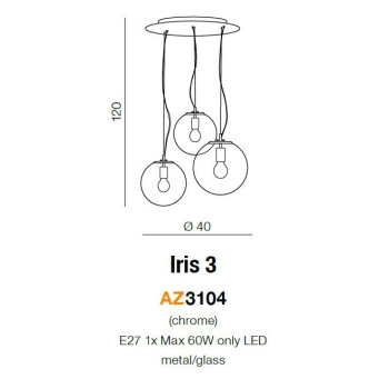 Lampa nad stół designerska wisząca Iris 3 chrom AZ3104 - Azzardo