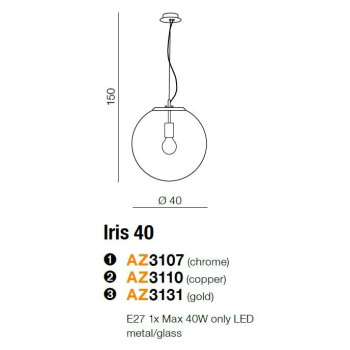 Lampa designerska wisząca Iris 40 chrom AZ3107 - Azzardo