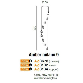 Lampa wisząca nowoczesna Amber Milano 9 miedziana AZ3134- AZzardo