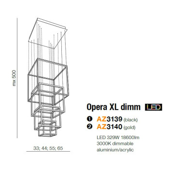 Lampa wisząca nowoczesna Opera XL DIMM złota AZ3140- AZzardo