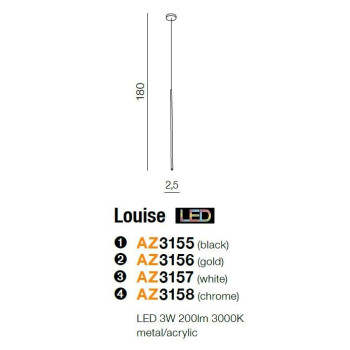 Lampa wisząca nowoczesna Louise 1 czarna AZ3155 - Azzardo