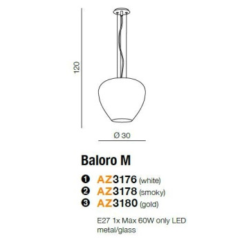 Lampa wisząca nowoczesna Baloro M biała AZ3176 - Azzardo