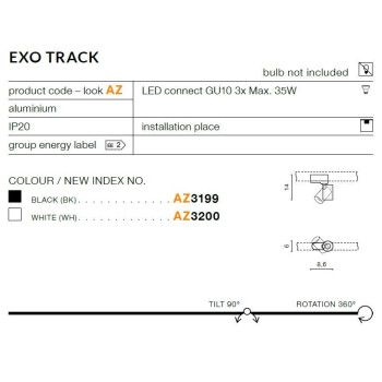 Oprawa szynowa Exo track biała AZ3200 - Azzardo