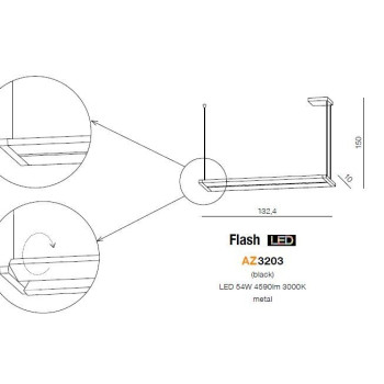 Lampa wisząca nowoczesna Flash czarna AZ3203 - Azzardo