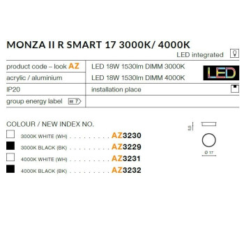 Plafon nowoczesny Monza II R SMART 17 4000K AZ3231- AZzardo
