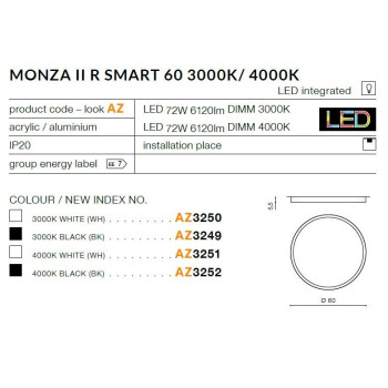 Plafon nowoczesny Monza II R SMART 60 3000K AZ3249- AZzardo