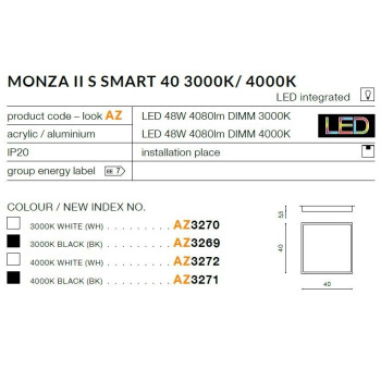 Plafon nowoczesny Monza II S SMART 40 4000K AZ3272- AZzardo