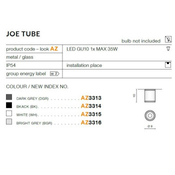 Oprawa sufitowa Joe Tube czarna AZ3314 - Azzardo