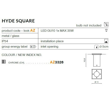 Oprawa do wbudowania Hyde Square srebrna AZ3326- AZzardo