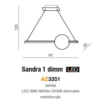 Lampa designerska wisząca Sandra 1 DIMM czarna AZ3351 - Azzardo