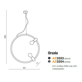 Lampa designerska wisząca Orsola biała AZ3354 - Azzardo
