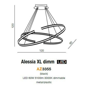 Lampa wisząca RING Alessia XL DIMM czarna AZ3356 - Azzardo