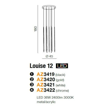 Lampa wisząca nowoczesna Louise 12 biała AZ3421 - Azzardo