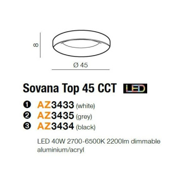 Plafon nowoczesny Sovana 45 CCT biały AZ3433 - Azzardo