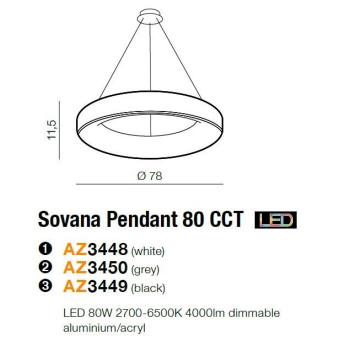 Lampa wisząca RING Sovana 80 CCT biała AZ3448 - Azzardo
