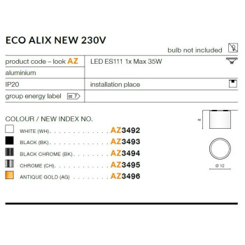 Oprawa sufitowa Eco Alix New złota AZ3496- AZzardo