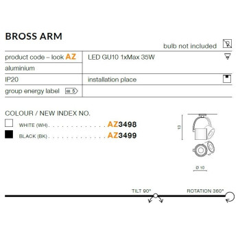 Oprawa sufitowa Bross Arm biała AZ3498 - Azzardo