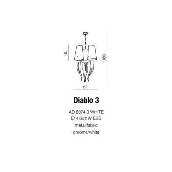 Lampa designerska wisząca DIABLO 3 biała AZ0028 - Azzardo