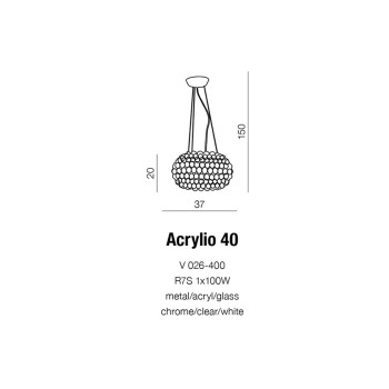 Lampa designerska wisząca ACRYLIO 40 chrom AZ0057 - Azzardo