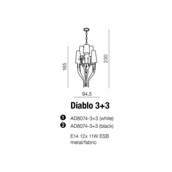 Lampa designerska wisząca DIABLO 3+3 biała AZ0173 - Azzardo