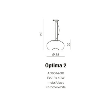 Lampa wisząca nowoczesna OPTIMA 2 biała AZ0205 - Azzardo
