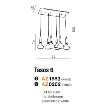 Lampa wisząca nowoczesna TASOS 6 czarna AZ0262 - Azzardo