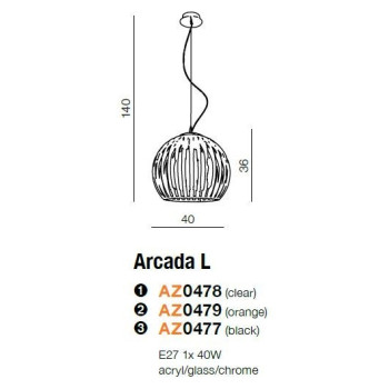 Lampa wisząca nowoczesna ARCADA L czarna AZ0477 - Azzardo