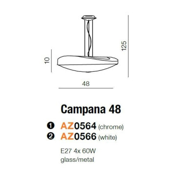 Lampa wisząca nowoczesna CAMPANA 48 biała AZ0566 - Azzardo