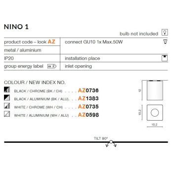 Oprawa sufitowa NINO 1 biała AZ0598 - Azzardo