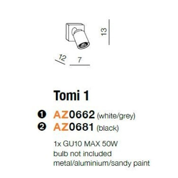 Oprawa sufitowa TOMI 1 biała AZ0662 - Azzardo