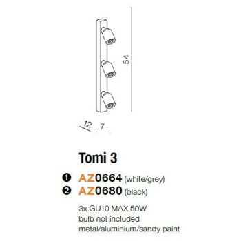 Oprawa sufitowa TOMI 3 biała AZ0664 - Azzardo