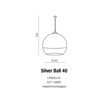 Lampa designerska wisząca SILVER BALL 40 chrom AZ0734 - Azzardo