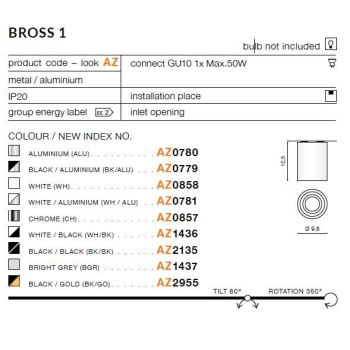 Oprawa sufitowa BROSS 1 srebrna AZ0780 - Azzardo