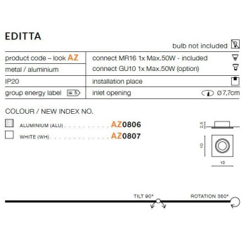 Oprawa do wbudowania EDITTA biała AZ0807 - Azzardo