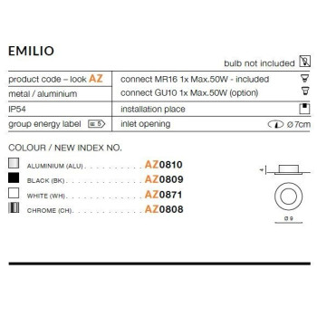 Oprawa do wbudowania EMILIO czarna AZ0809 - Azzardo
