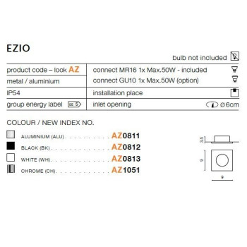 Oprawa do wbudowania EZIO srebrna AZ0811 - Azzardo