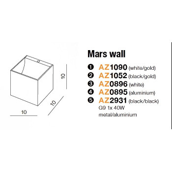 Kinkiet nowoczesny MARS biały AZ0896 - Azzardo