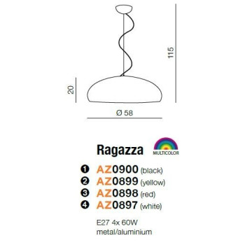 Lampa wisząca nowoczesna RAGAZZA biała AZ0897 - Azzardo