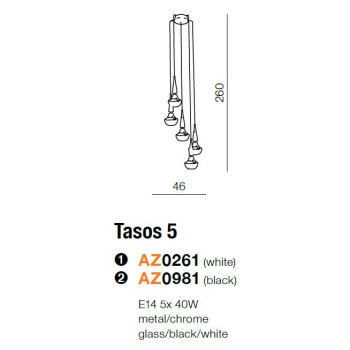 Lampa wisząca nowoczesna TASOS 5 czarna AZ0981 - Azzardo